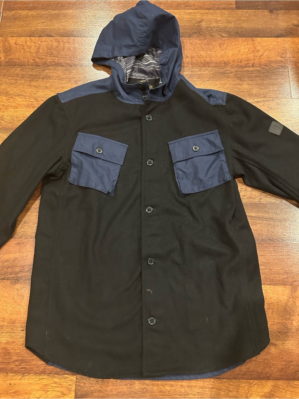 Burton Durable Good Dryride Wool Button Up Shirt Jacket Mens Medium Black Blue